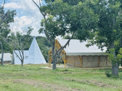 Glamping Suite including a tipi. Each has their own bathroom