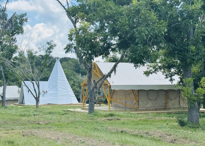 Glamping Suite including a tipi. Each has their own bathroom